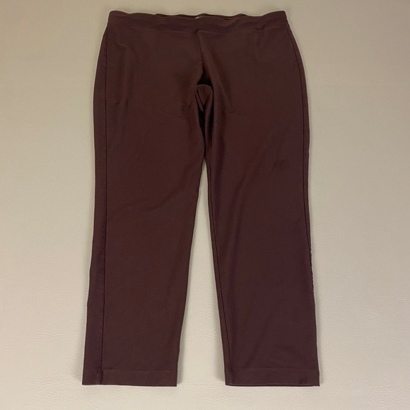 Eileen Fisher Crepe Pants Women's XL Stretch Knit Viscose Blend Brown Casual - Picture 1 of 13